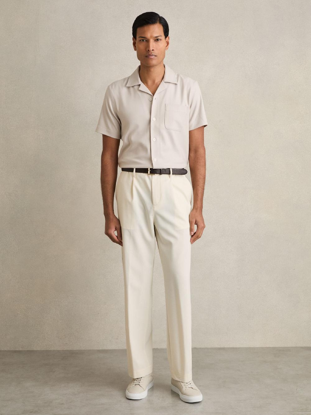 Reiss Tumbled Leather Trainers In Off White