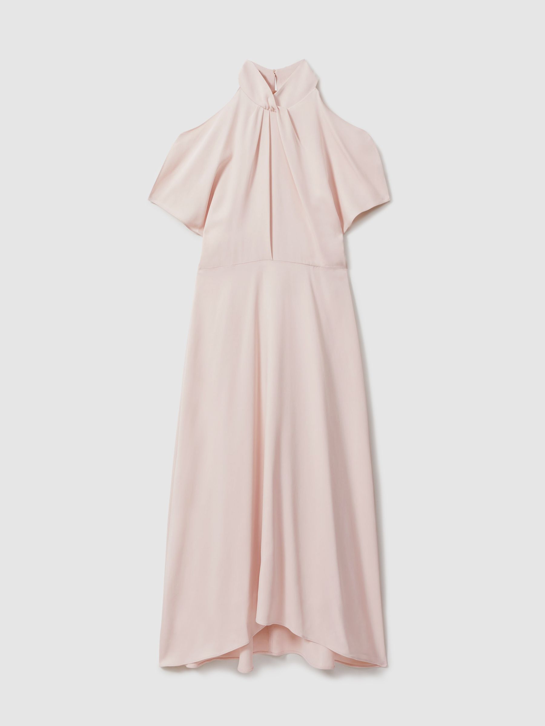 Reiss Twist Neck Cut Out Midi Dress In Nude