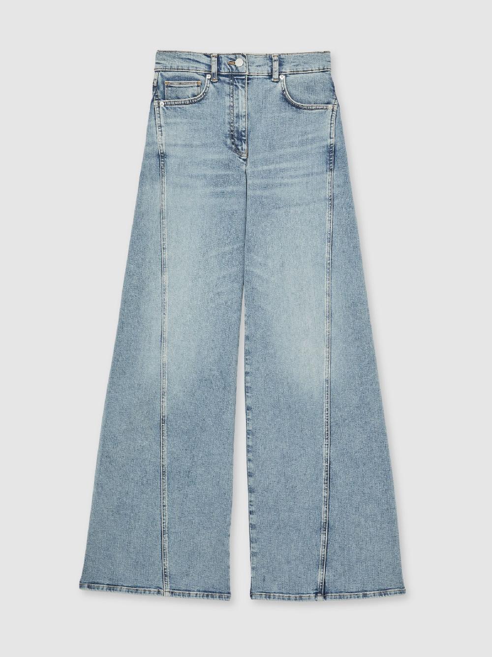Reiss Twist Seam Wide Leg Jeans In Light Blue