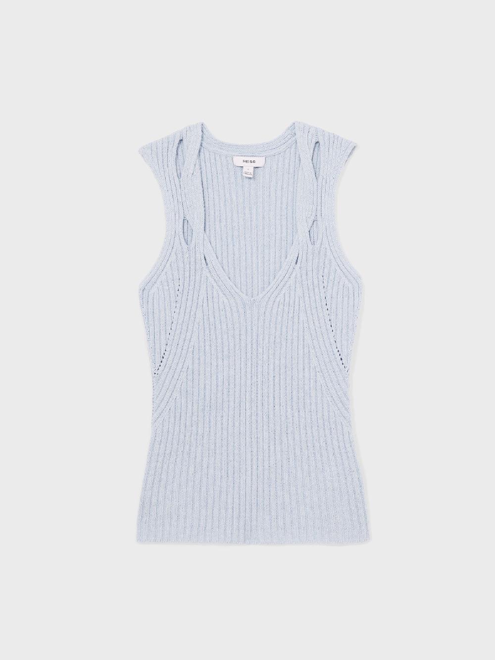 Reiss Twist Strap Knit Vest In Blue