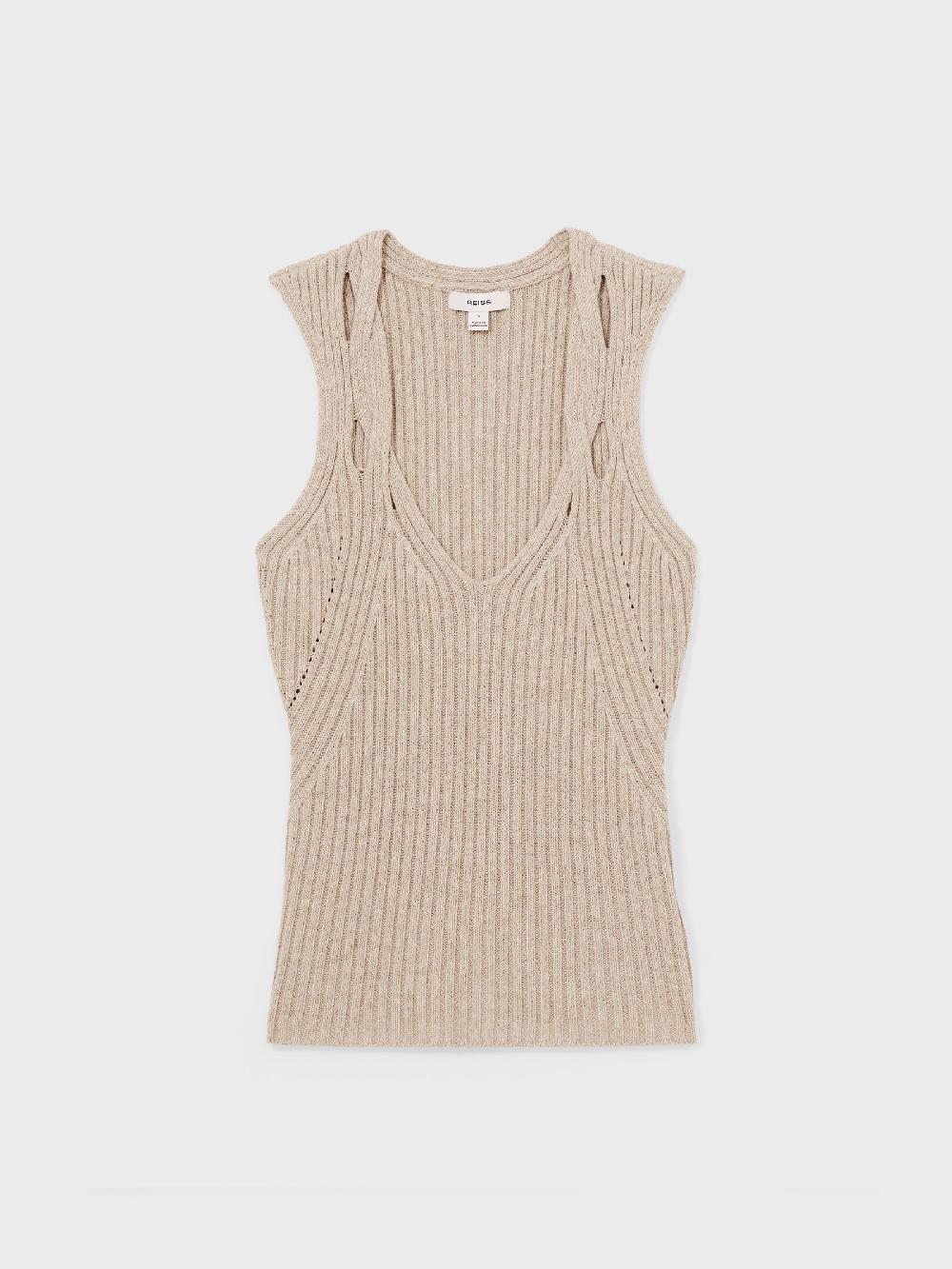 Reiss Twist Strap Knit Vest In Neutral