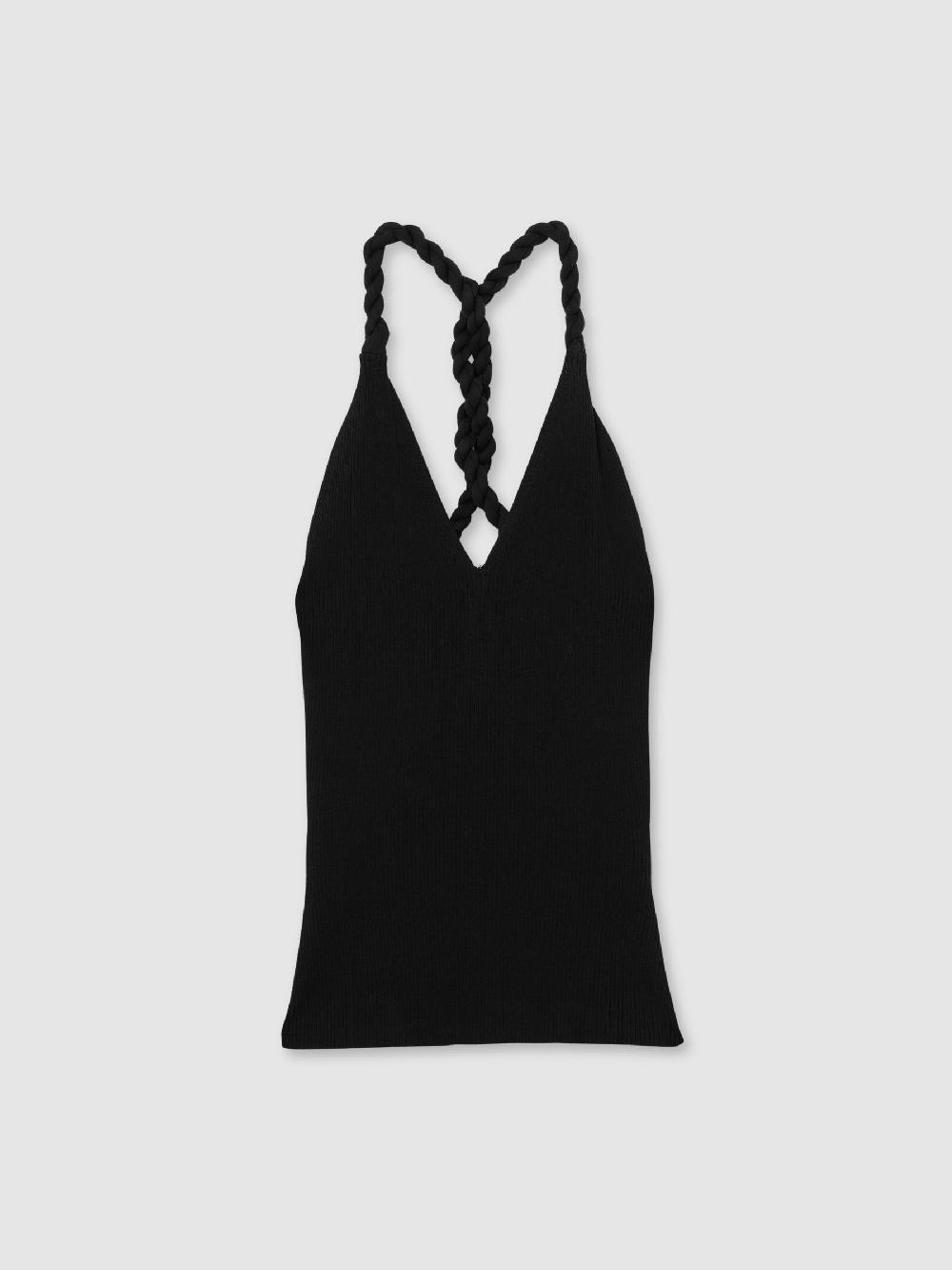 Reiss Twist-Strap Rib-Knit Vest In Black