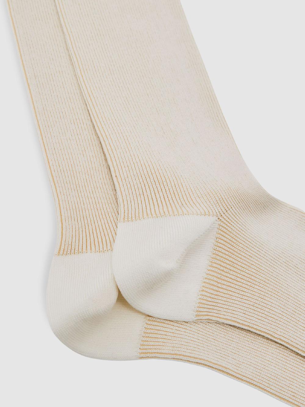 Reiss Two Tone Cotton Socks In Ecru/Oatmeal