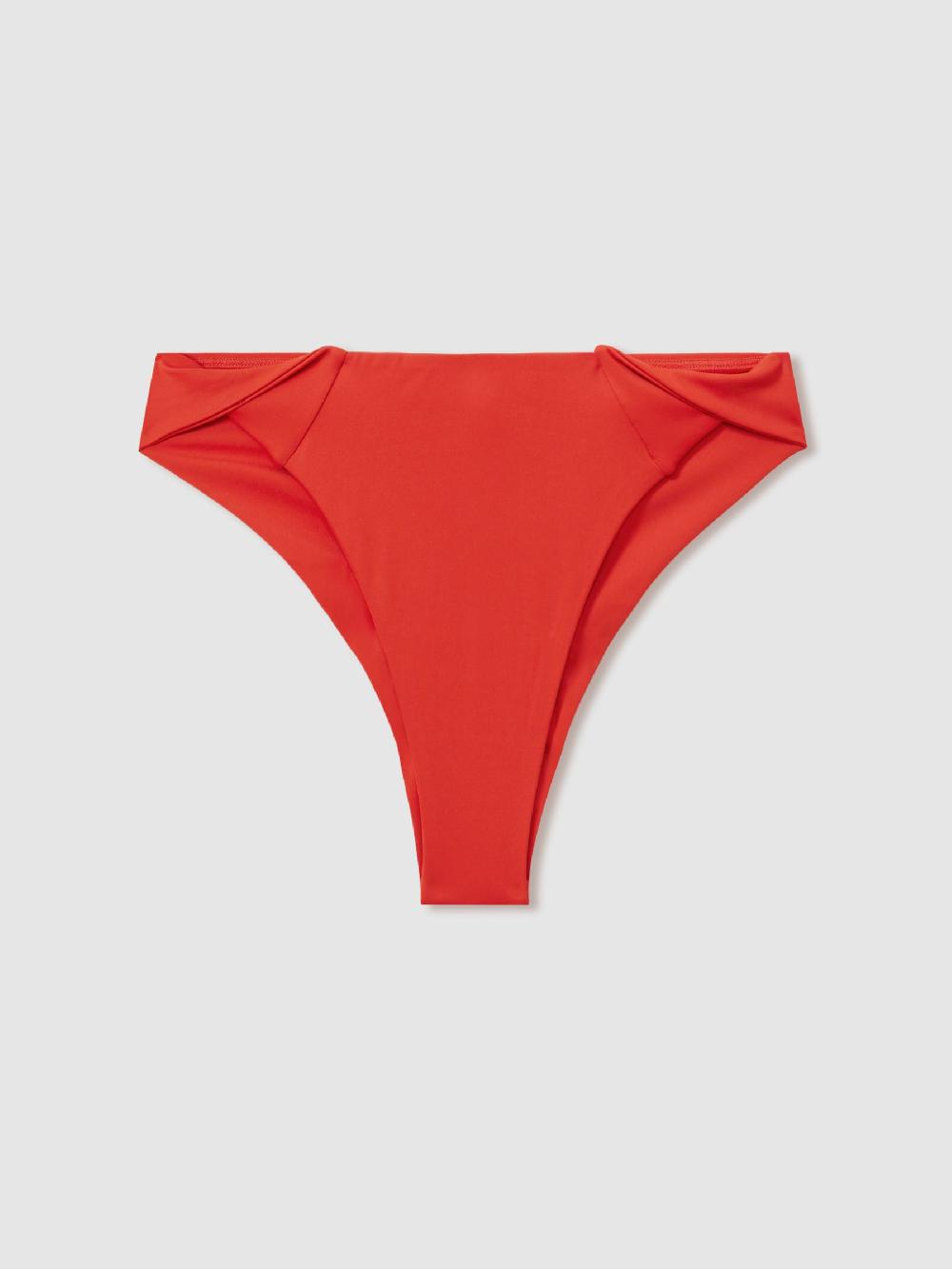 Reiss Underwear Twist Detail Bikini Bottoms In Red