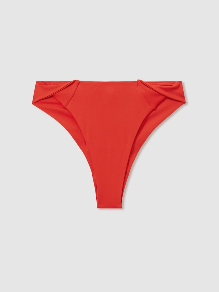 reiss Underwear Twist Detail Bikini Bottoms in Red