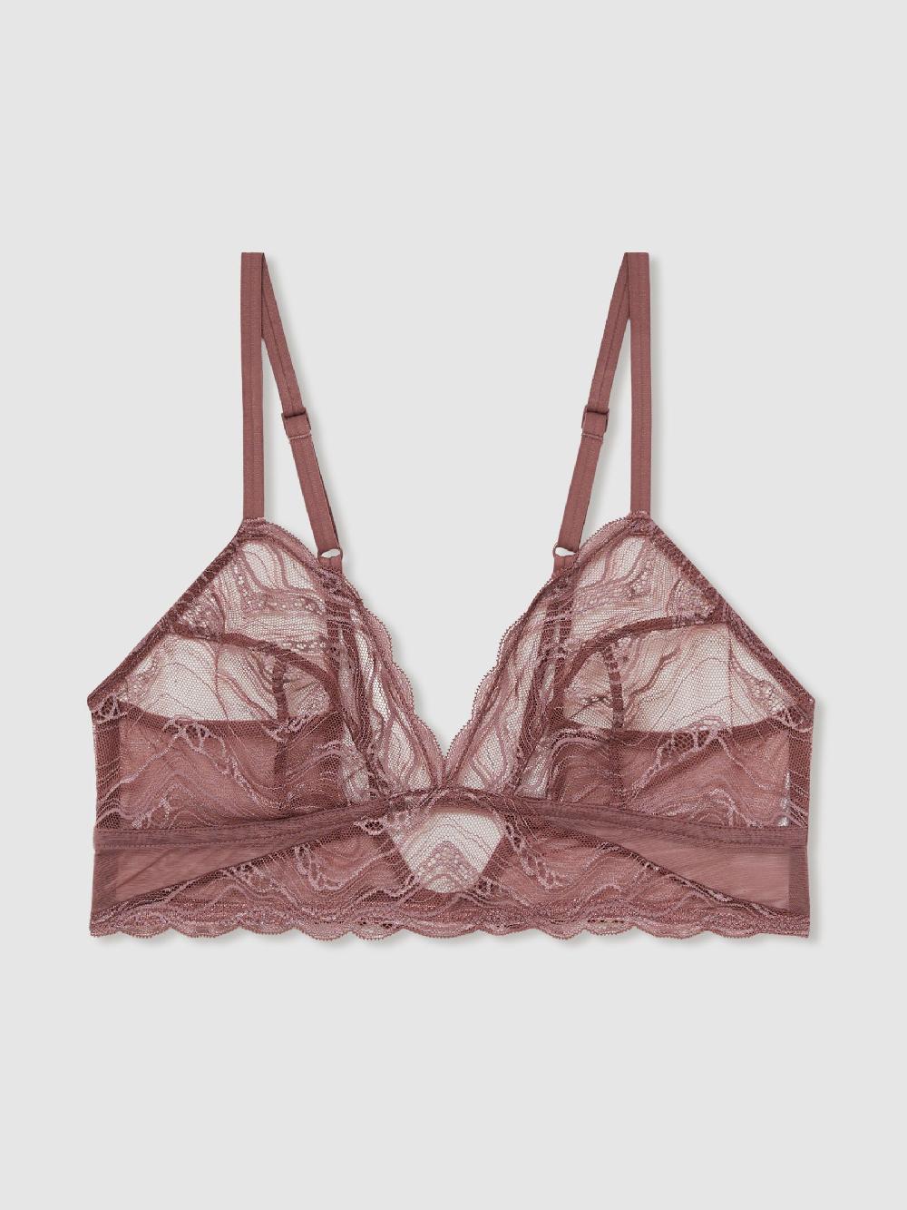 Reiss Unlined Triangle Bra In Dusty Pink