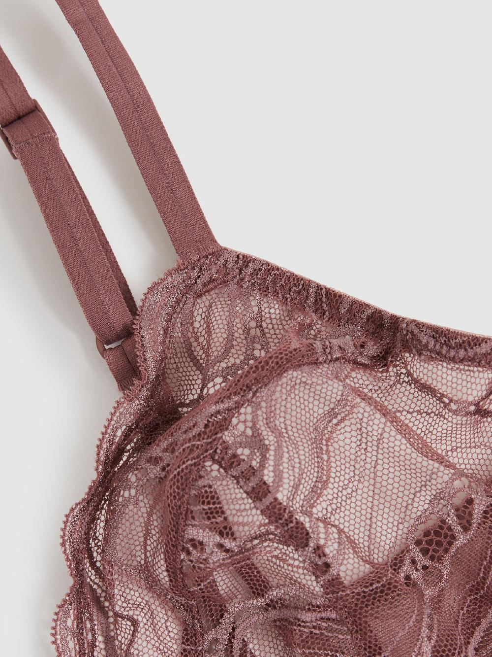 Reiss Unlined Triangle Bra In Dusty Pink