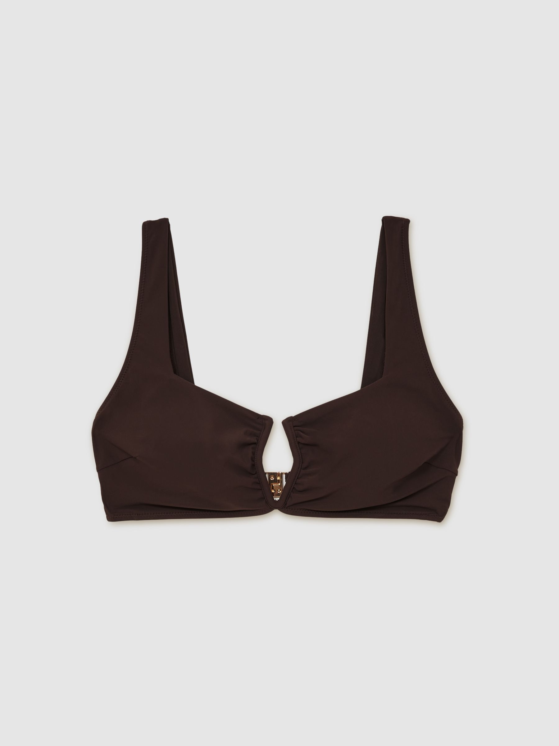 Reiss V-Front Bikini Top In Mocha