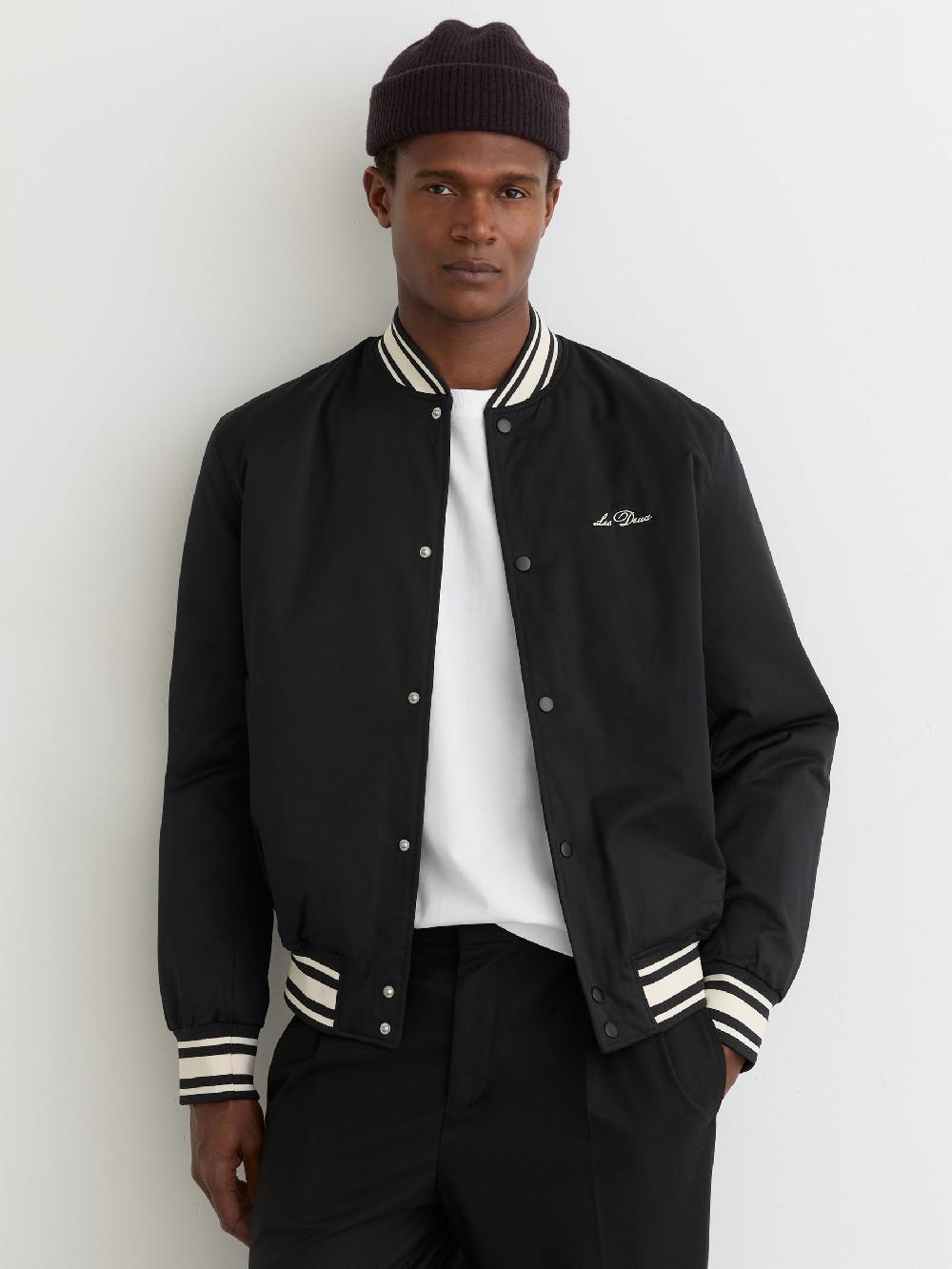 Reiss Varsity Tech Bomber Jacket In Black