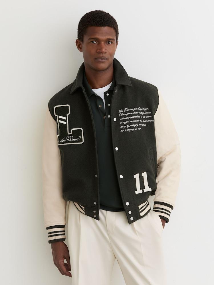 reiss Varsity Wool Jacket in Duffel Bag