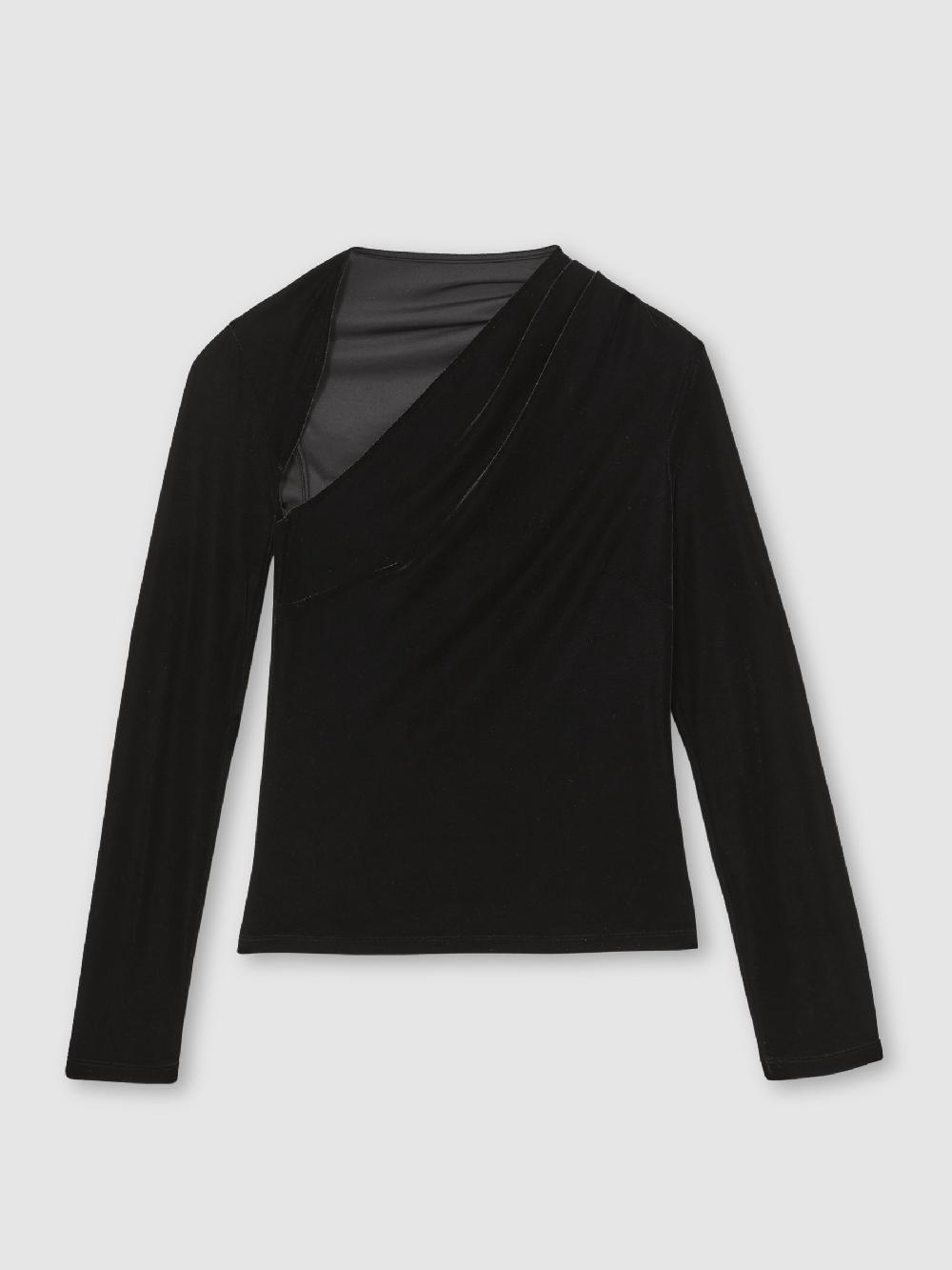 Reiss Velvet Cut-Out Long-Sleeve Top In Black