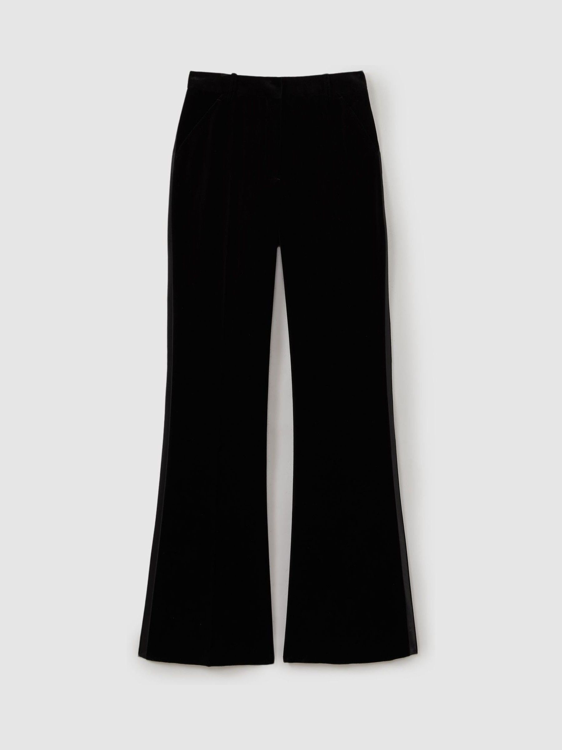 Reiss Velvet Flared Suit Trousers In Black