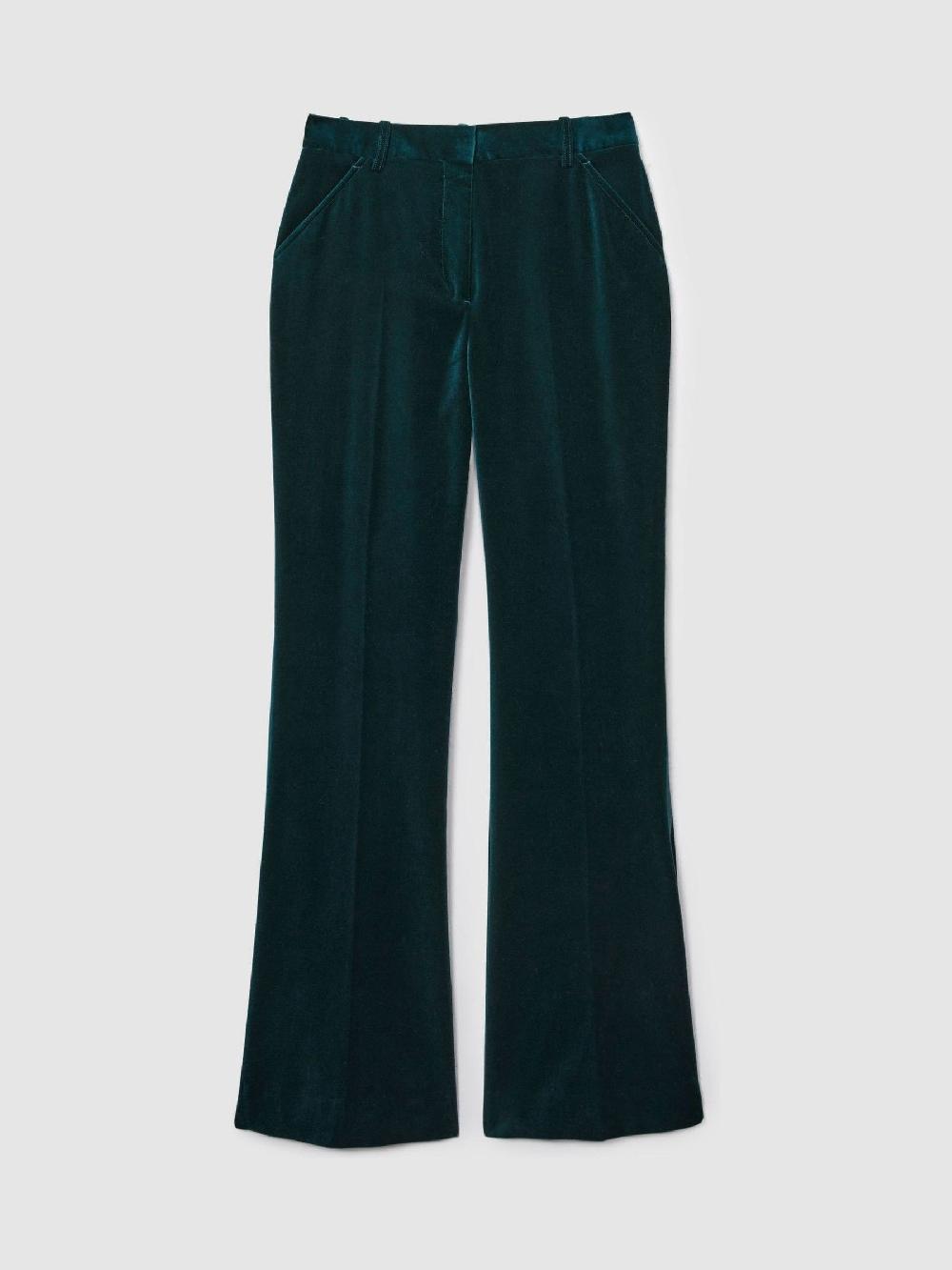Reiss Velvet Flared Suit Trousers In Teal