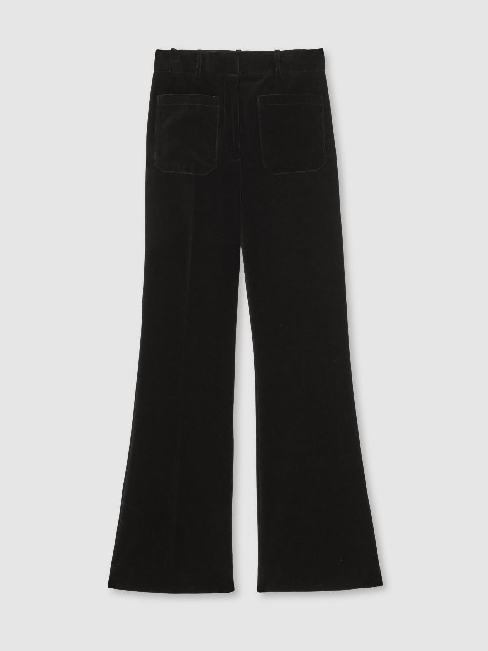 Reiss Velvet Flared Trousers In Black