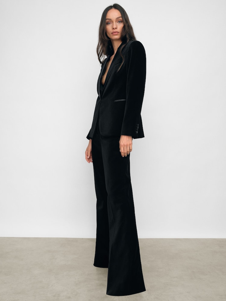 reiss Velvet Flared Trousers in Black