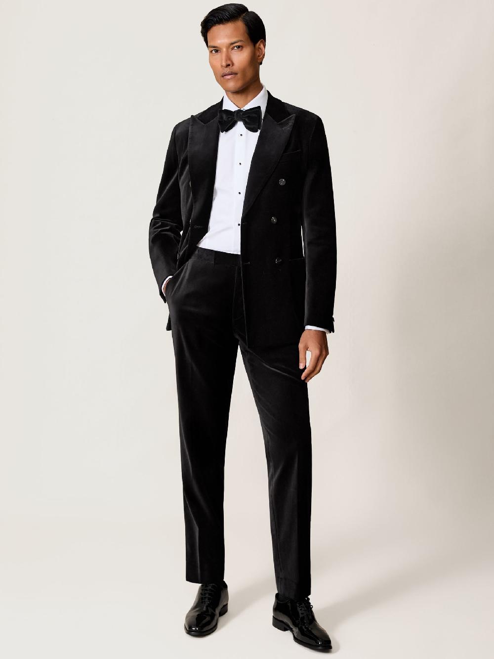 Reiss Velvet Tailored-Fit Suit Trousers In Black