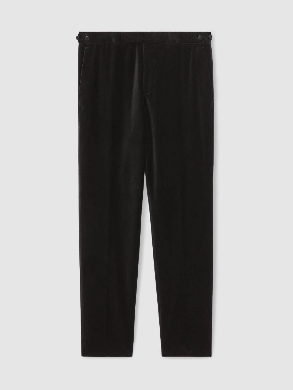 Reiss Velvet Tailored-Fit Suit Trousers In Black