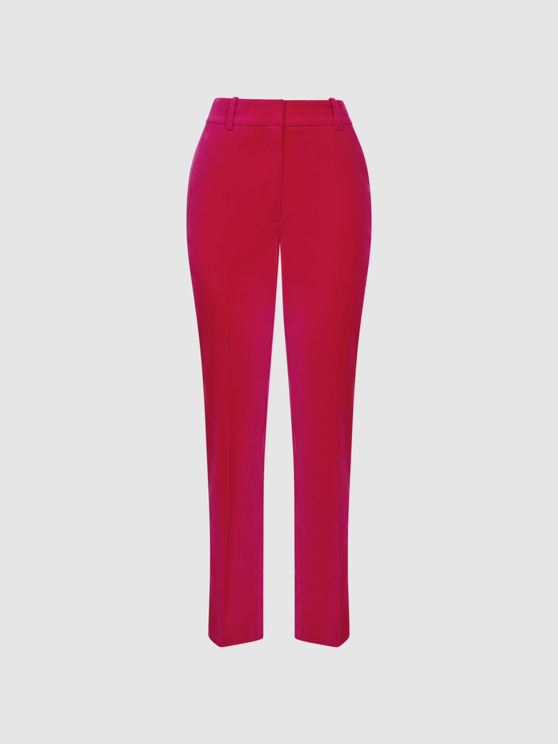 Reiss Velvet Tapered Suit Trousers In Pink