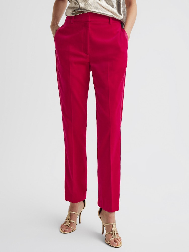 reiss Velvet Tapered Suit Trousers in Pink