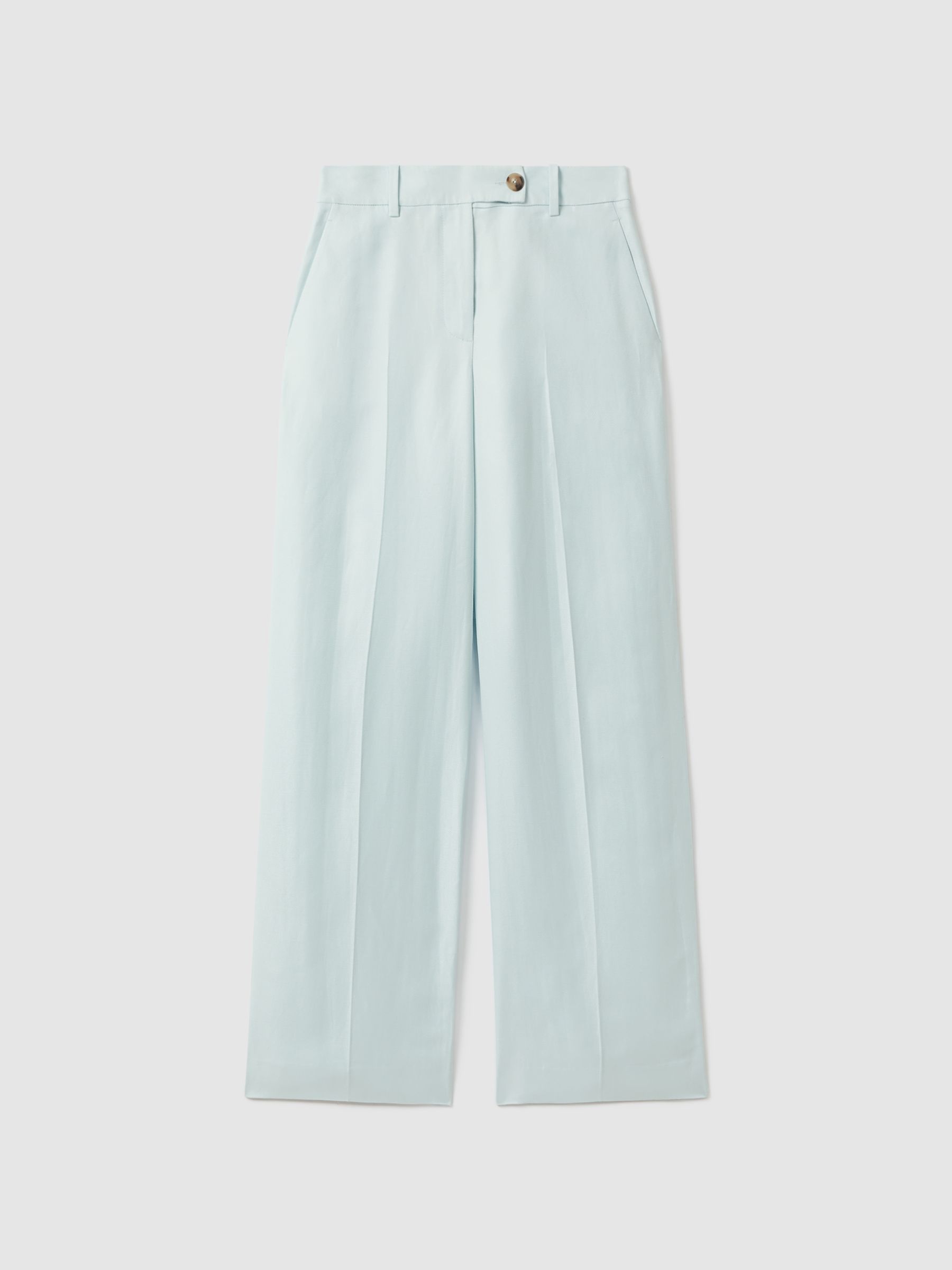 Reiss Viscose-Linen Wide Leg Suit Trousers In Blue