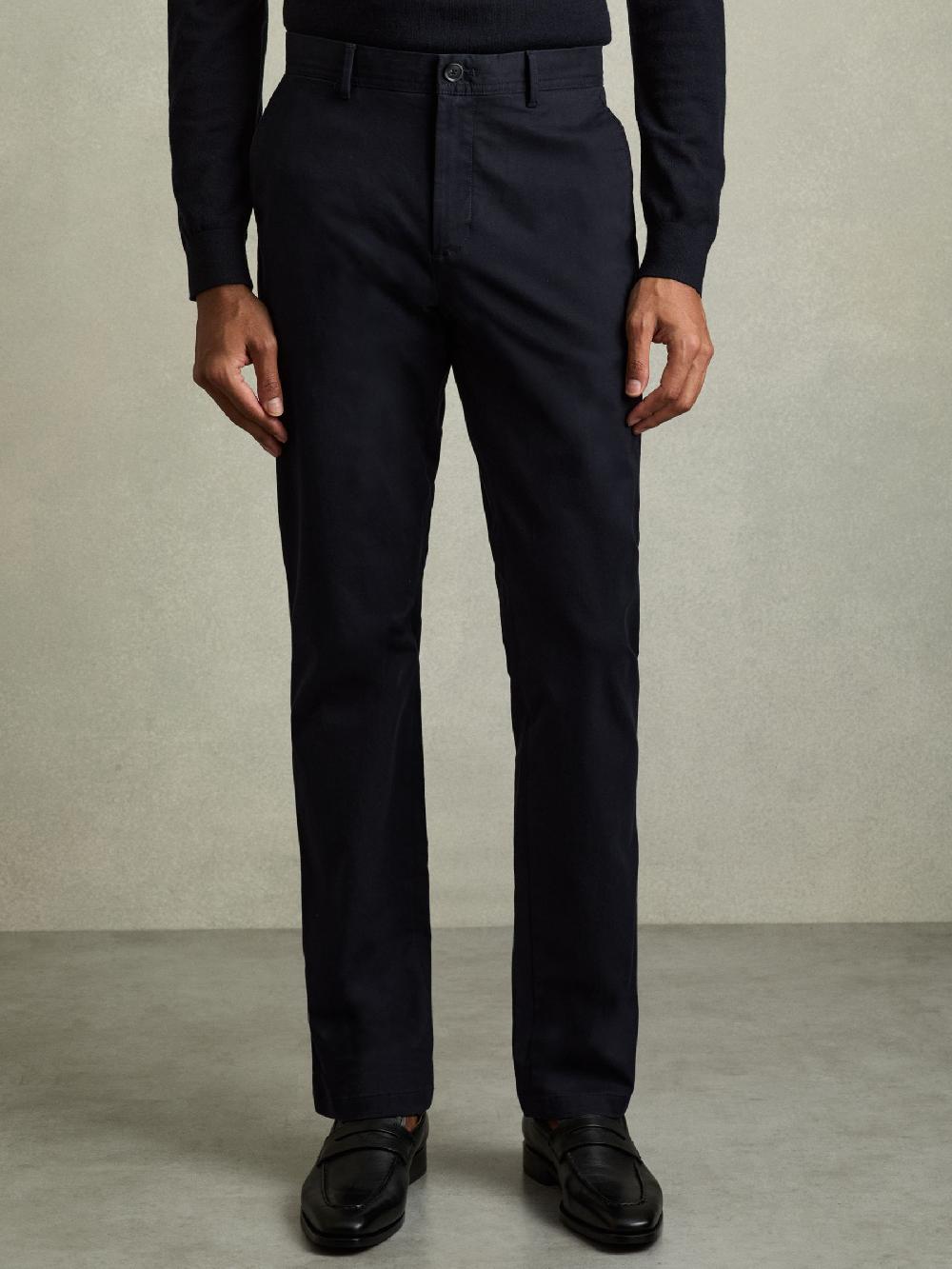 Reiss Washed-Cotton Slim-Fit Chinos In Navy