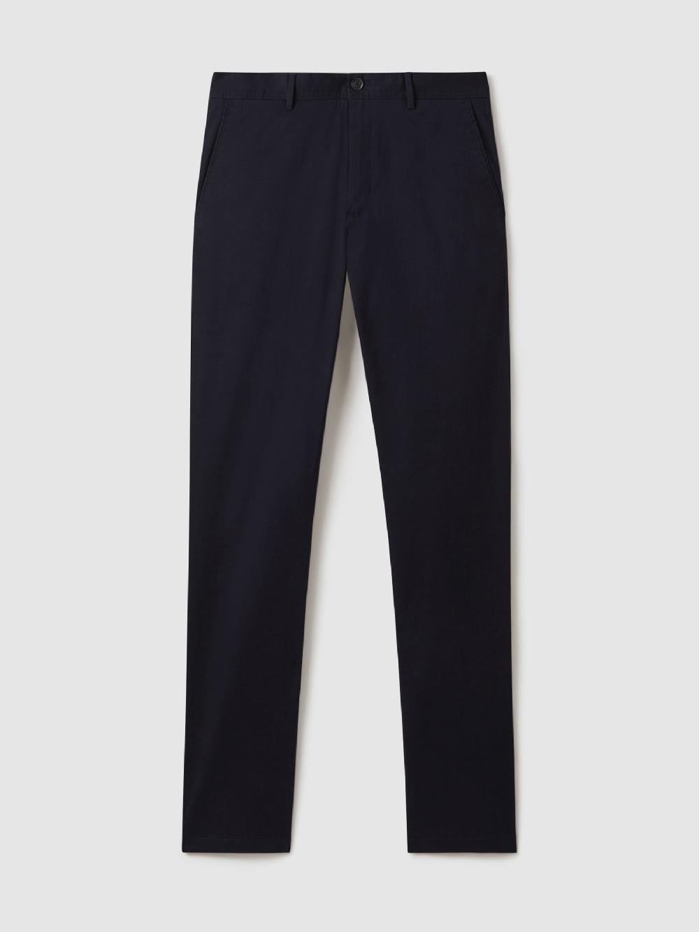 Reiss Washed-Cotton Slim-Fit Chinos In Navy