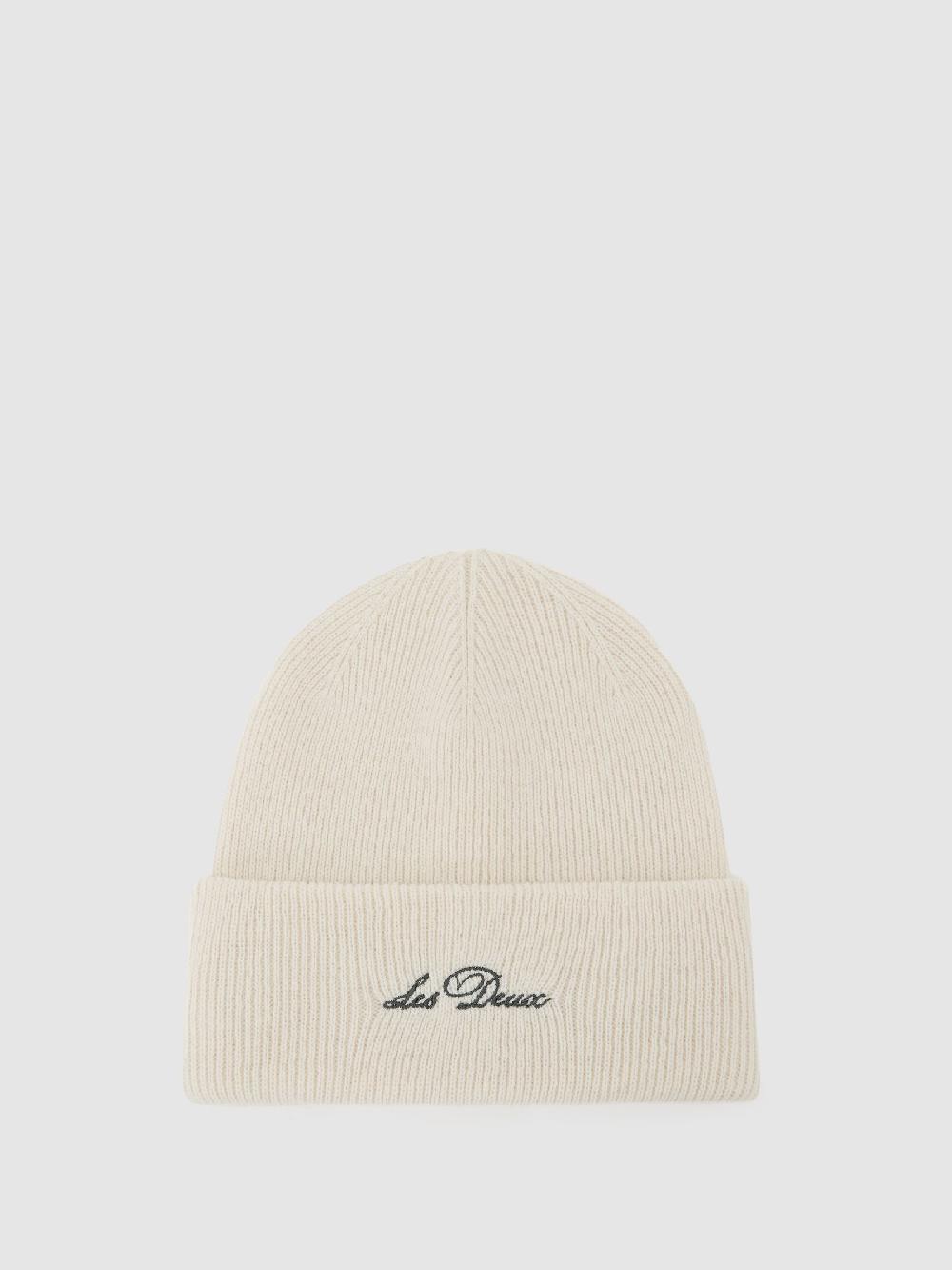 Reiss Wayne Embroidered Beanie In Ivory