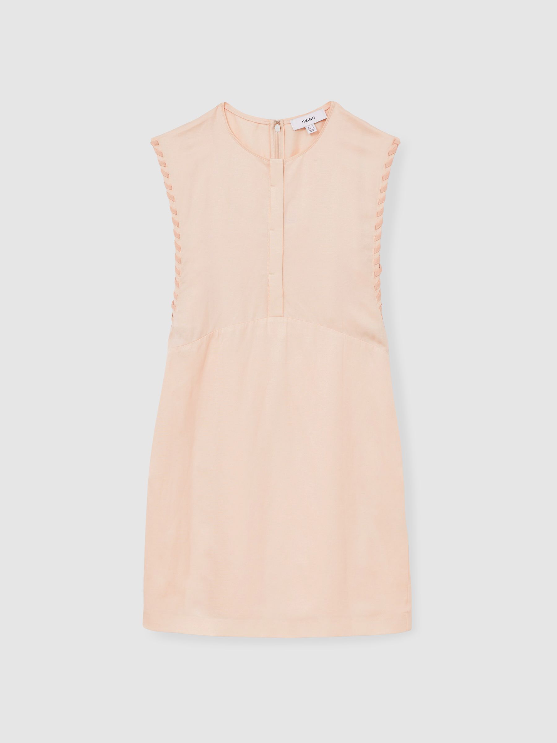 Reiss Whipstitch Sleeveless Shift Dress In Peach
