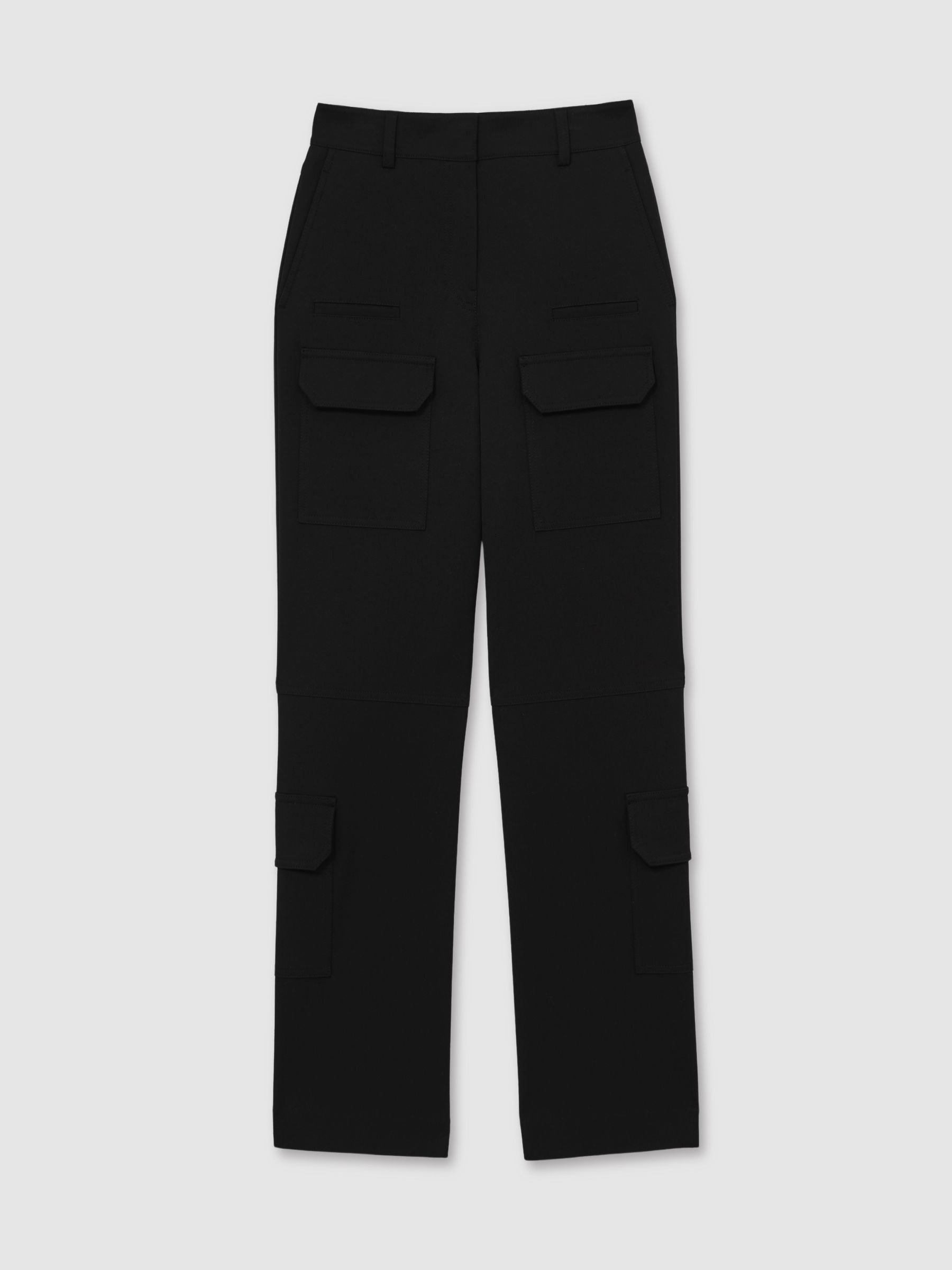 Reiss Wide-Leg Combat Trousers In Black