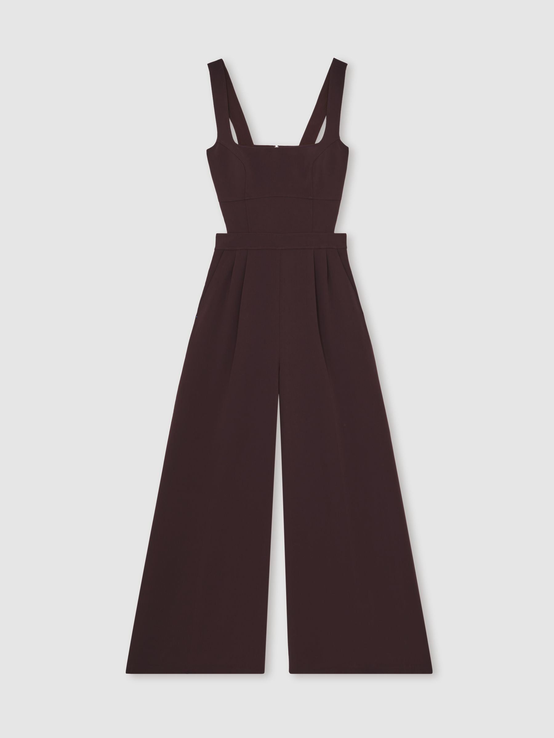 Reiss Wide-Leg Cut-Out Jumpsuit In Burgundy