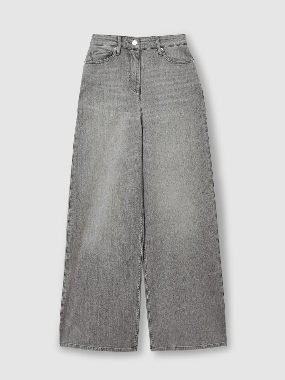 Reiss Wide Leg Jeans In Washed Grey
