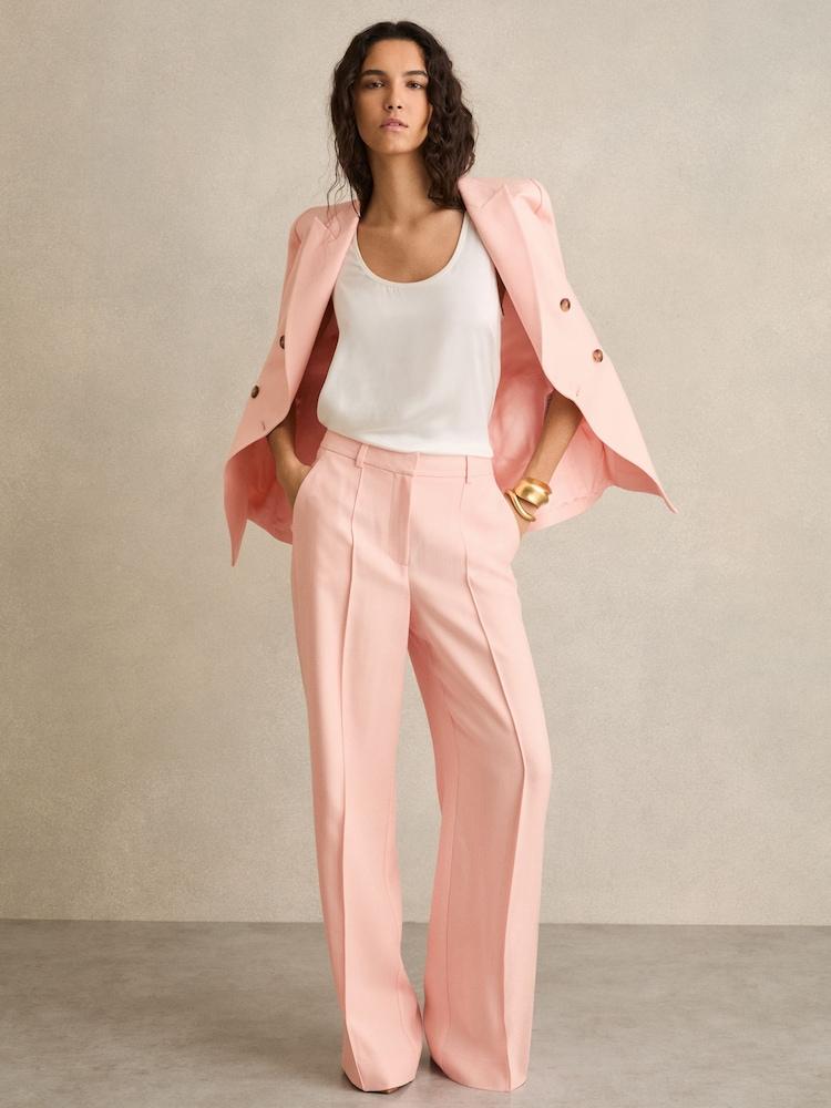 reiss Wide-Leg Suit Trousers in Pink