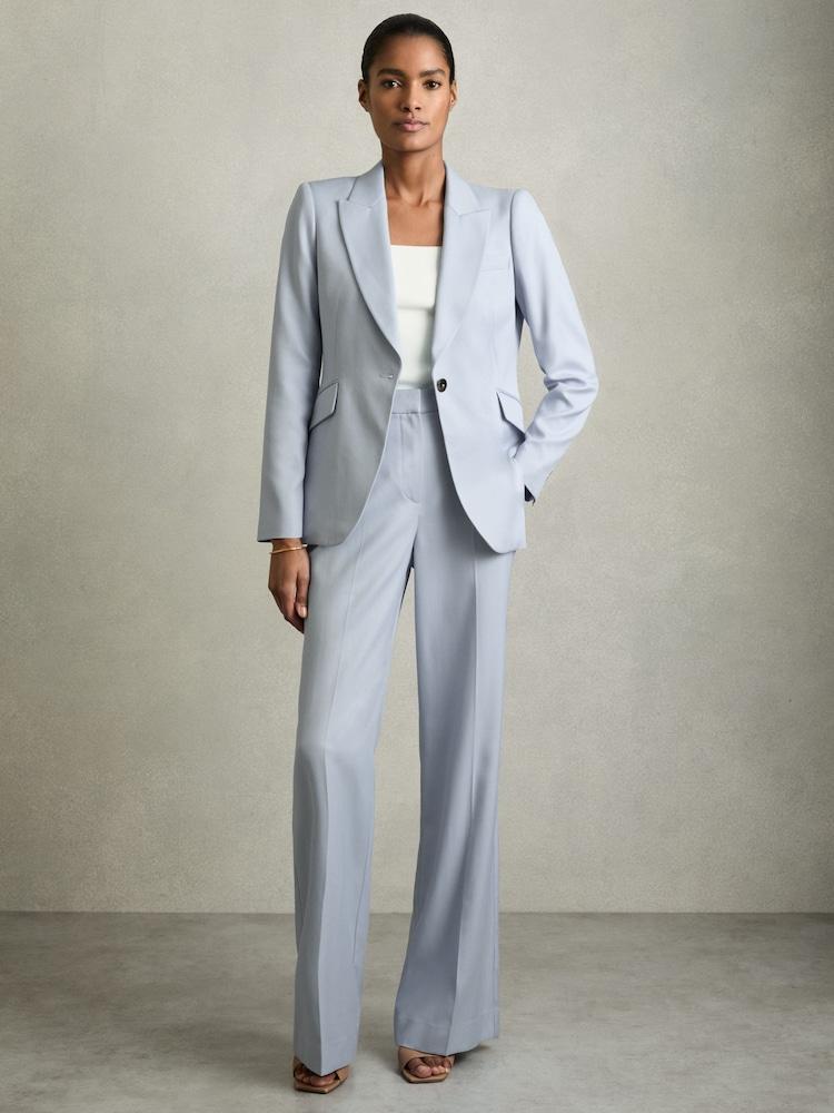 reiss Wide-Leg Tailored Trousers in Blue
