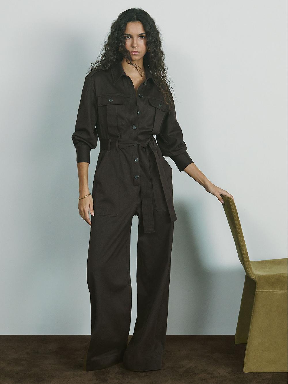 Reiss Wide Leg Utility Jumpsuit In Burgundy