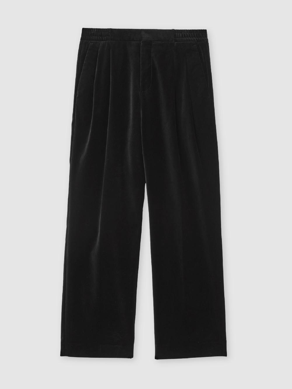 Reiss Wide-Leg Velvet Trousers In Black
