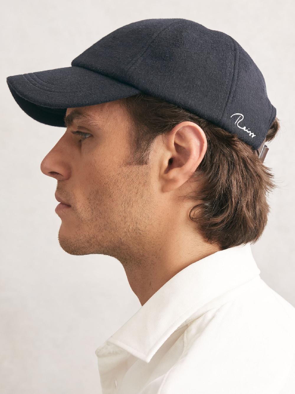 Reiss Wool-Blend Baseball Cap In Navy