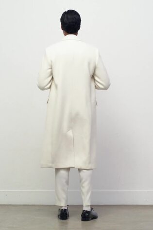 Reiss Wool-Blend Double-Breasted Overcoat In White