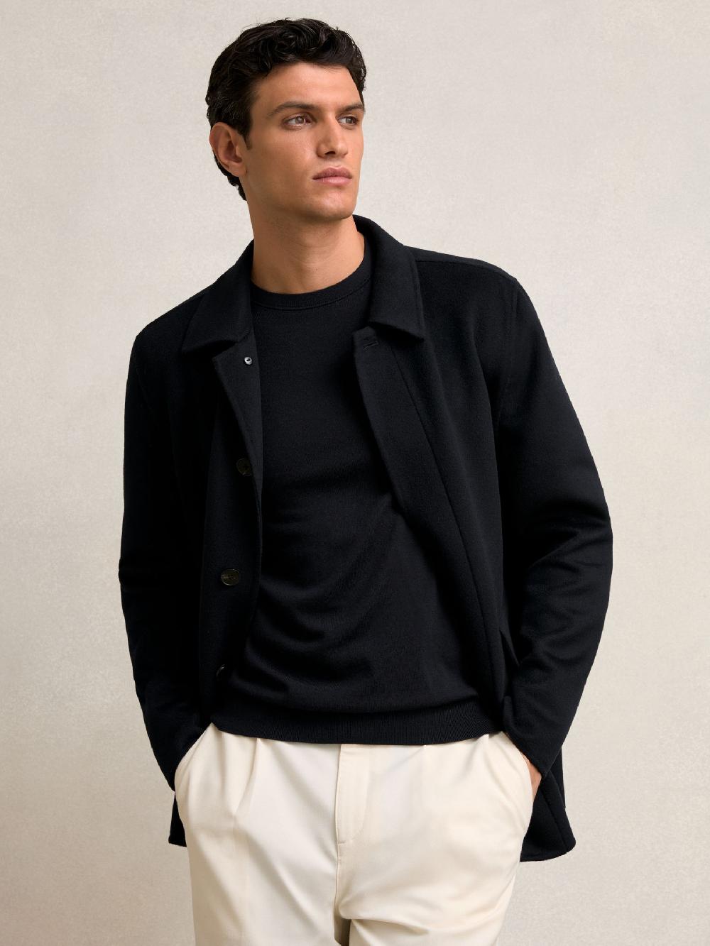 Reiss Wool Blend Double Face Button Jacket In Navy