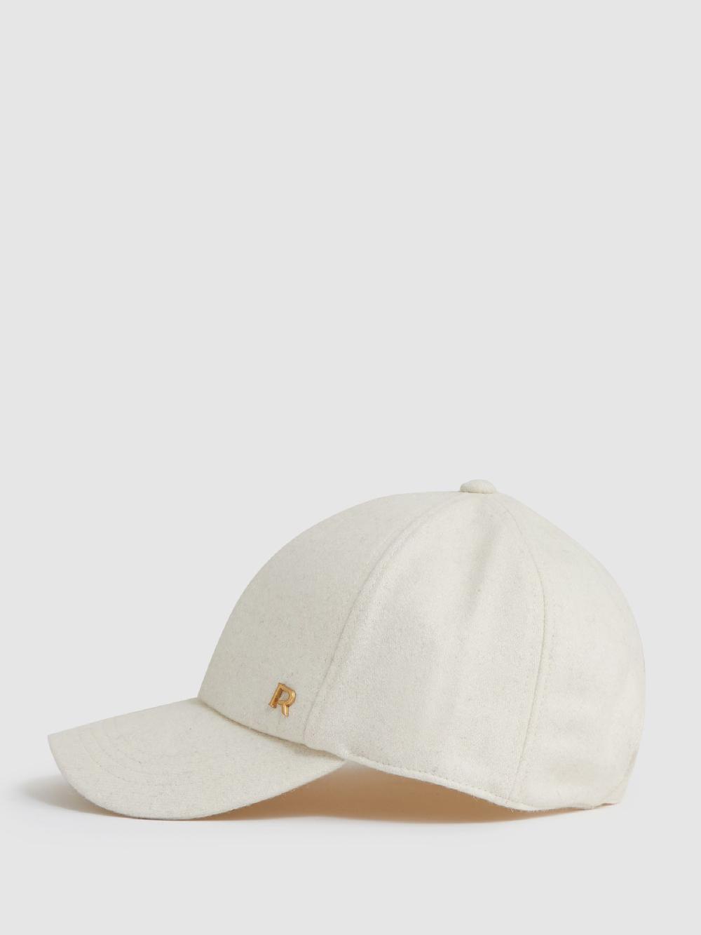 Reiss Wool-Blend Flannel Baseball Cap In Cream