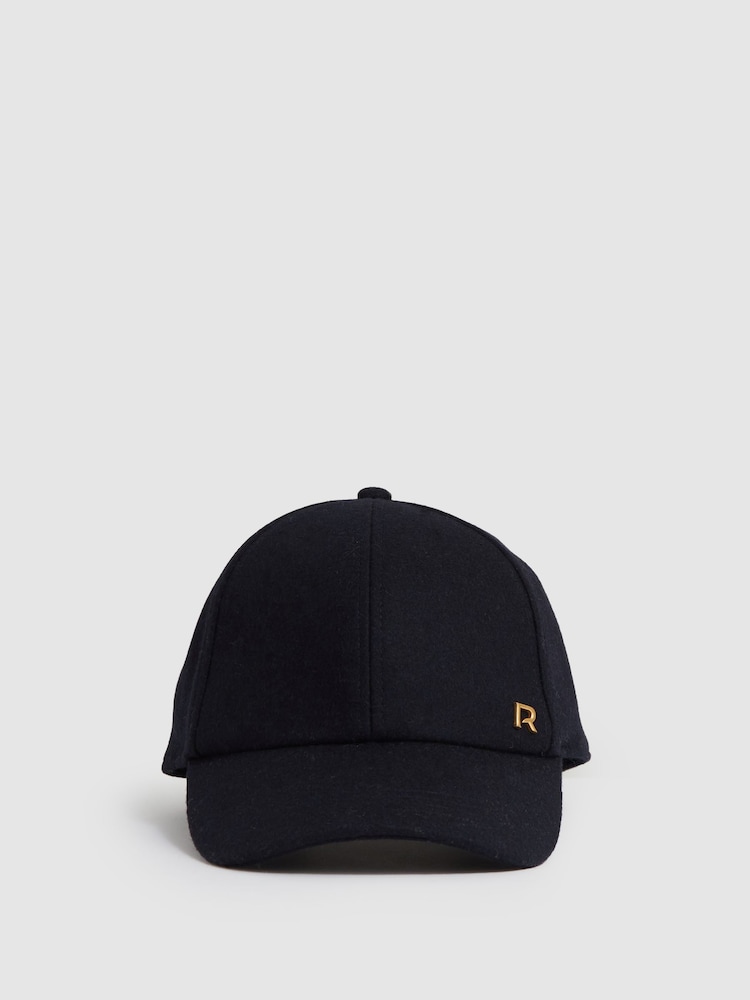 reiss Wool-Blend Flannel Baseball Cap in Navy