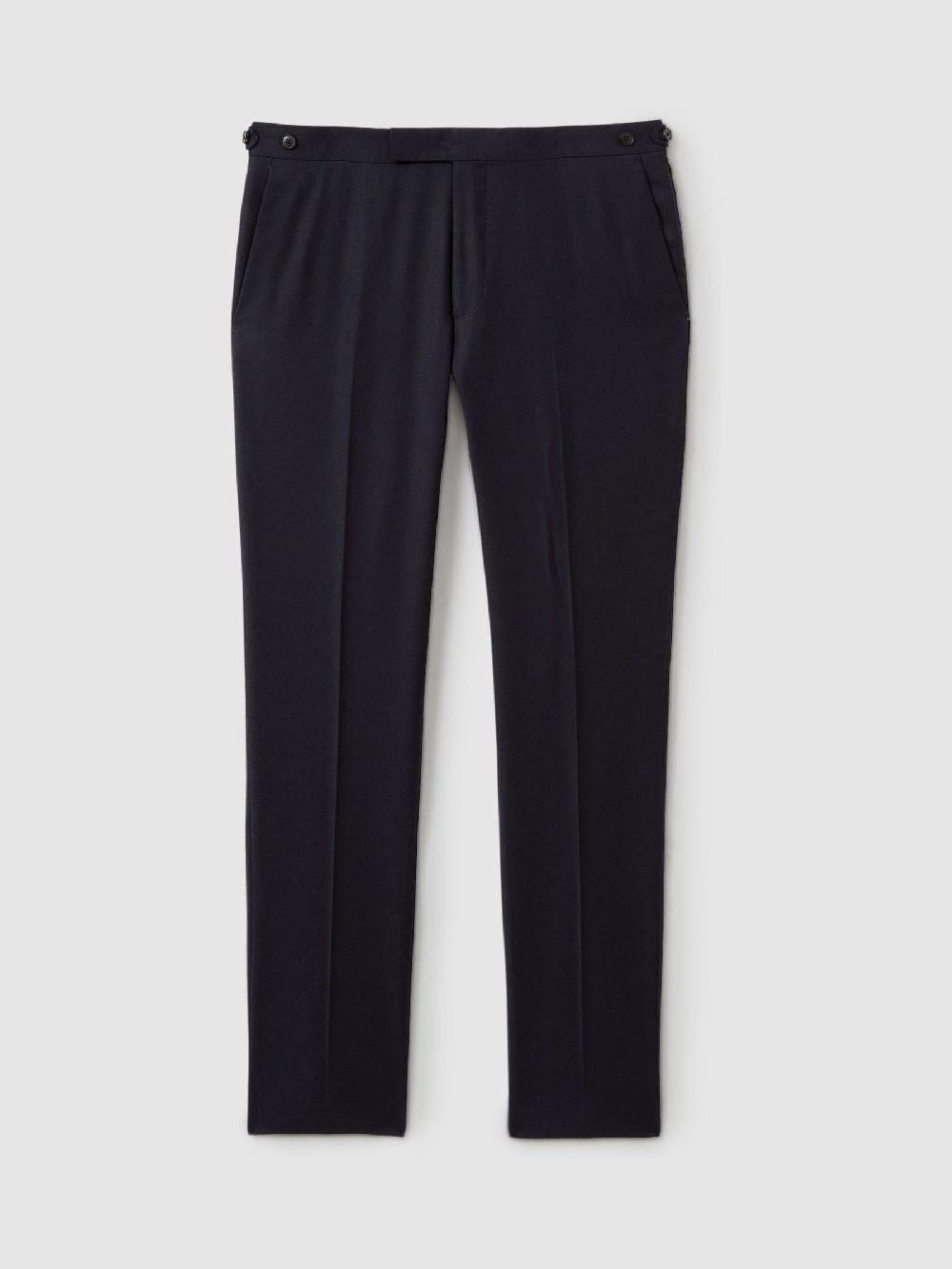 Reiss Wool-Blend Flannel Suit Trousers In Navy