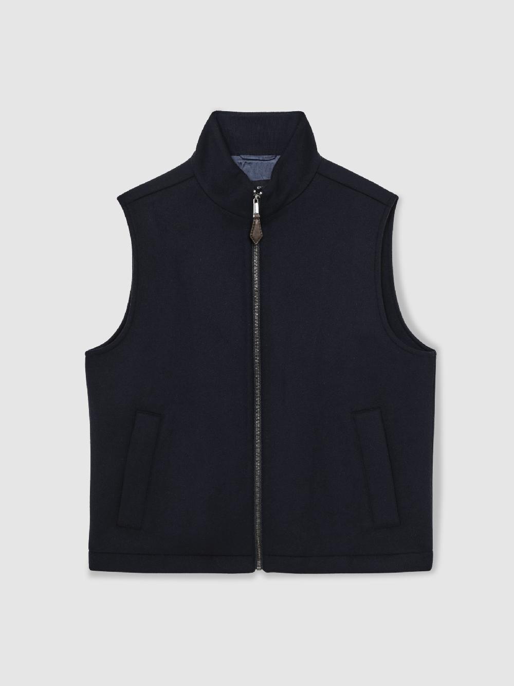Reiss Wool-Blend Funnel-Neck Gilet In Navy