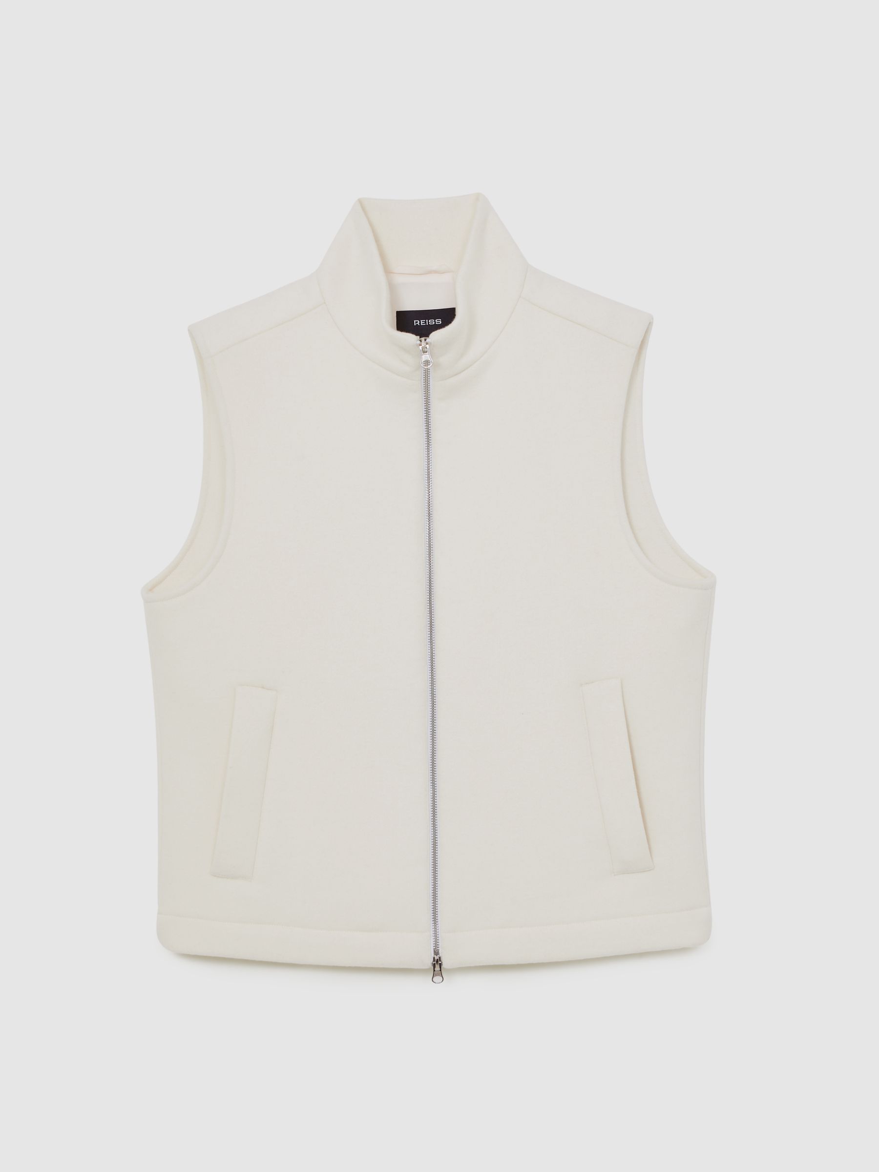 Reiss Wool-Blend Funnel-Neck Gilet In Off White