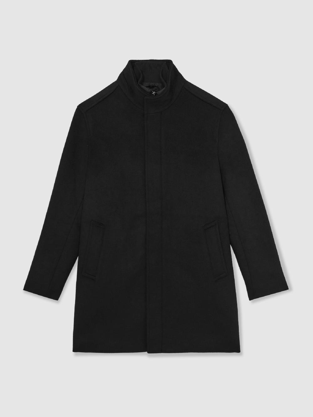 Reiss Wool-Blend Gilet-Insert Coat In Black