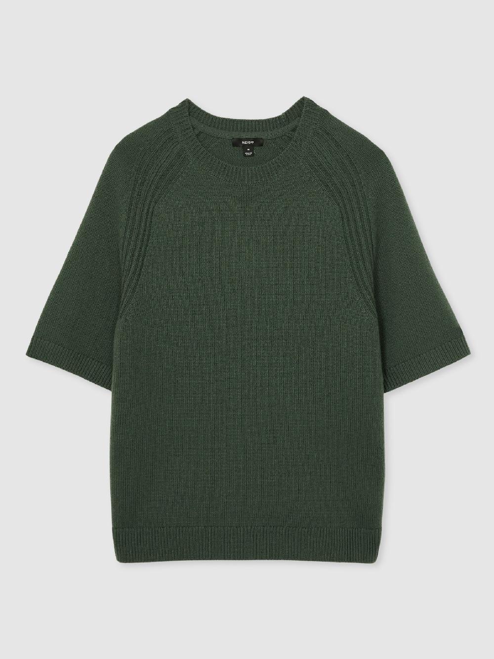Reiss Wool Blend Heavy Knit T-Shirt In Kale Green