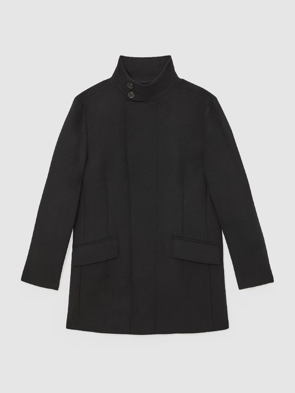 Reiss Wool-Blend Stand-Collar Coat In Black