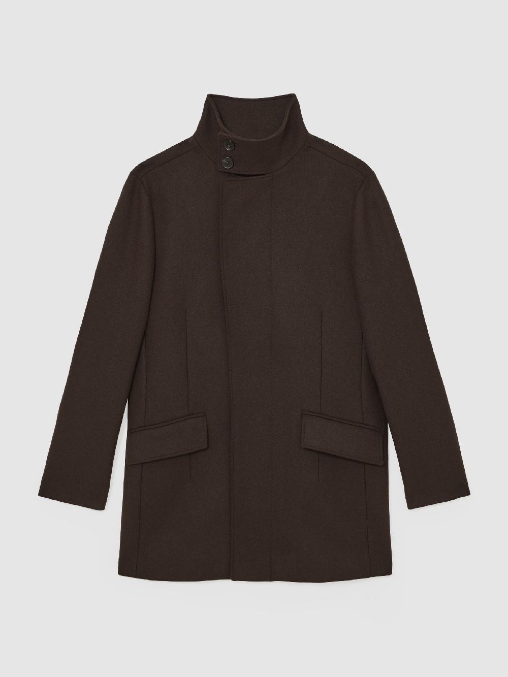 Reiss Wool-Blend Stand-Collar Coat In Brown