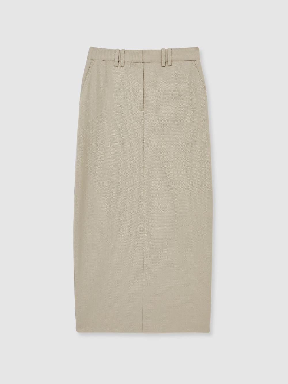 Reiss Wool-Blend Tailored Pencil Skirt In Neutral