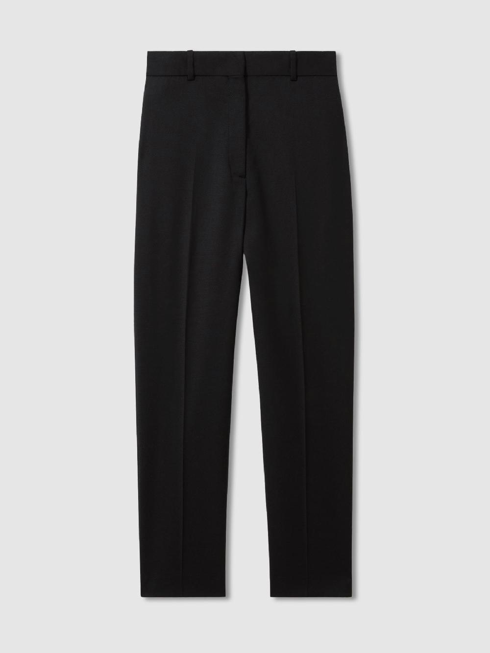 Reiss Wool Blend Tapered Suit Trousers In Black