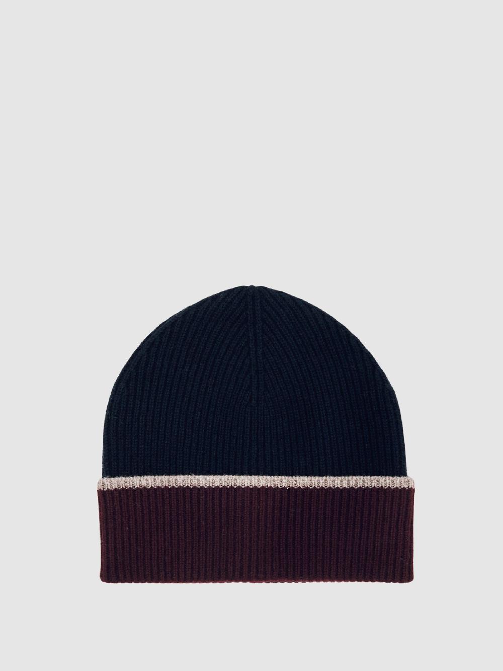Reiss Wool-Blend Tipped Beanie In Navy